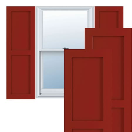 True Fit PVC Two Equal Flat Panel Shutters, Fire Red, 12W X 57H